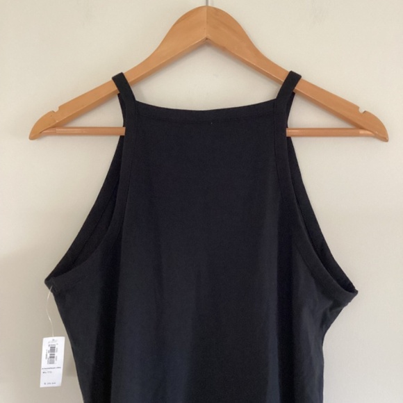 Old Navy Black High-Neck Halter Strap Side-Slit Midi Dress Sz XL Cotton Modal - Picture 6 of 13